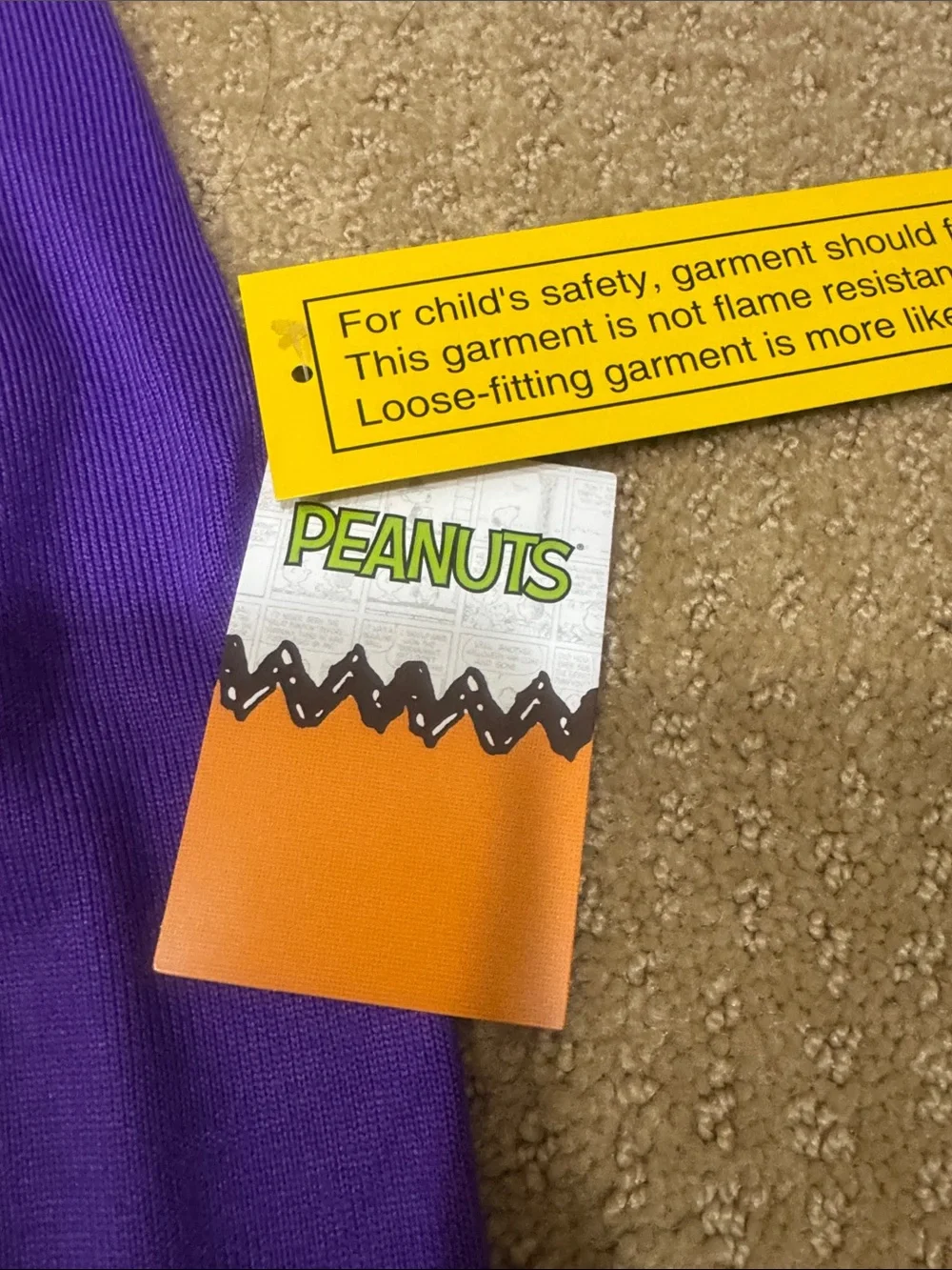 Peanuts Kids Purple and Black Halloween Pajama Set with Orange Pumpkin Print
